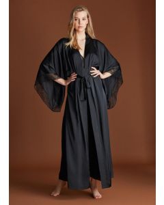 BLACK DREAM COLLECTION SATIN LONG DRESSING GOWN