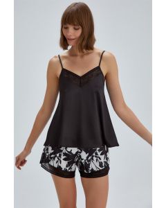 black and ecru lace detail shorts hanging dream team