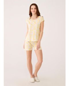 yellow collar that pineapple-patterned fabric modal women's short sleeve shirts Empirme team