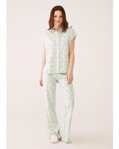 green melange printed rabbit women's short sleeve shirt modal fabric Empirme pajama sets