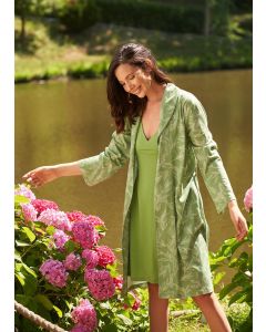 GREEN WOMEN'S LEAF PATTERNED DRESSING GOWN