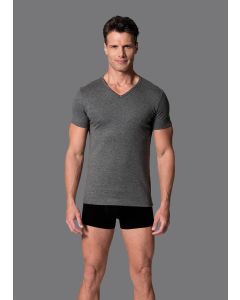 anthracite single v-neck short sleeve top male thermal underwear