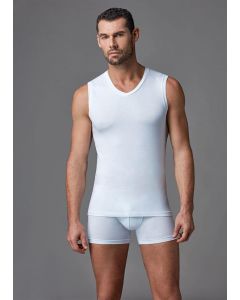 white men's cotton v-neck sleeveless undershirt