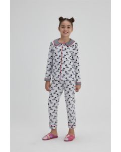 navy blue shirt girl cotton printed pajama sets dog