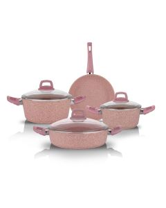 Schafer Essen Pink Fireproof Nonstick Cookware Set 