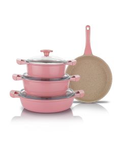 Schafer Grau Fireproof Nonstick Casting Cookware Set Pink