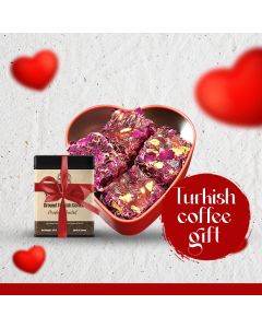 Kadhem Efendi Delightful Valentine's Day Treat: 80% Honey Special Rose Turkish Delight  200 G with a Gift of Turkish Coffee