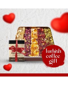 Kadhem Efendi Irresistible Valentine's Day Surprise: 80% Honey Special Mixed Turkish Delight 870 G with a Gift of Turkish Coffee