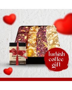 Kadhem Efendi Sweet Delight for Valentine's Day: 80% Honey Special Mixed Turkish Delight  870 G with a Gift of Turkish Coffee