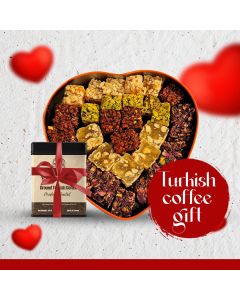 Kadhem Efendi Delectable Valentine's Day Surprise: 80% Honey Special Mixed Turkish Delight  1.1 Kg with a Gift of Turkish Coffee